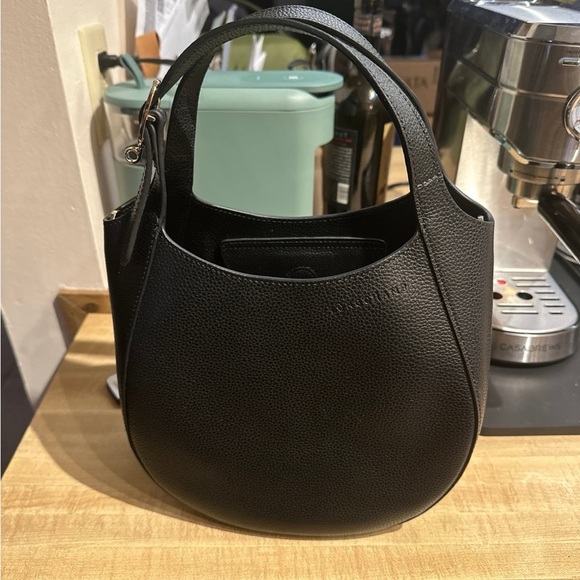 Longchamp Le Foulonne Black Leather Bag With Crossbody Strap - Picture 3 of 5